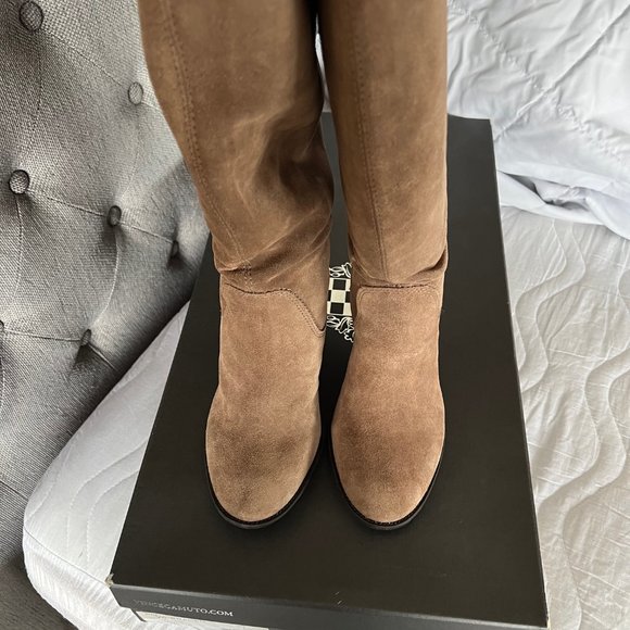 Vince Camuto Braden Verona Leather Tall Boots in Taupe Suede - Picture 3 of 6